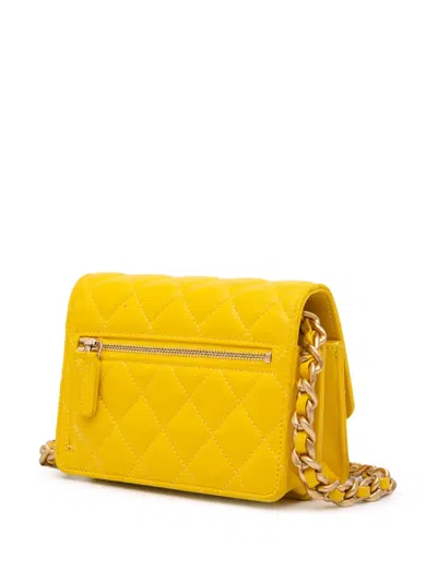 Pre-owned Chanel 2021 Quilted Lambskin Candy Chain Clutch With Chain Crossbody Bag In Yellow