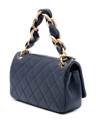 Pre-owned Chanel 2021 Quilted Lambskin Chain Is More Flap Satchel In Black