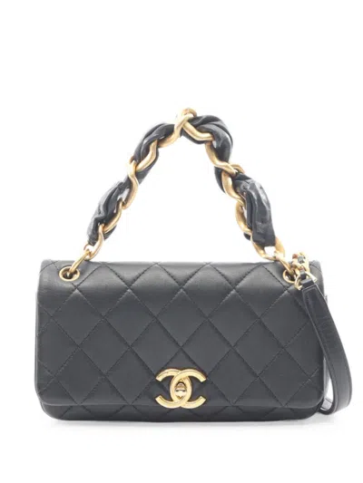 Pre-owned Chanel 2021 Quilted Lambskin Chain Is More Flap Satchel In Blue