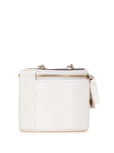 Pre-owned Chanel 2021 Quilted Lambskin Leather Chain And Charm Case Vanity Bag In White