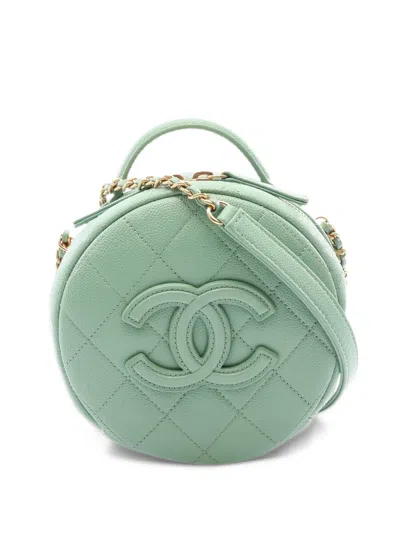 Pre-owned Chanel 2021 Quilted Round Shoulder Bag In Green