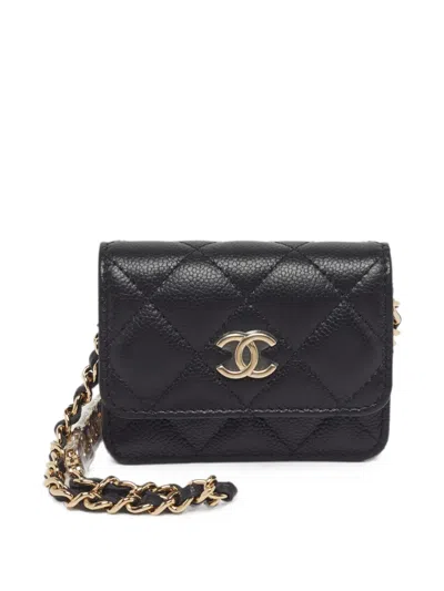 Pre-owned Chanel 2021 Quilted Wallet On Chain In Black