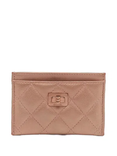 Pre-owned Chanel 2021 Reissue 2.55 Quilted Card Holder In Pink