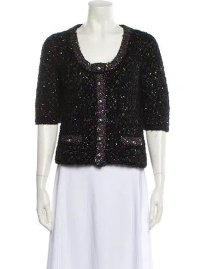 Pre-owned Chanel 2021 Scoop Neck Sweater In Black