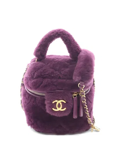 Pre-owned Chanel 2021 Shearling Shoulder Bag In Purple