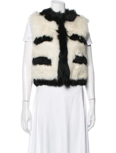 Pre-owned Chanel 2021 Shearling Vest In Black/neutrals