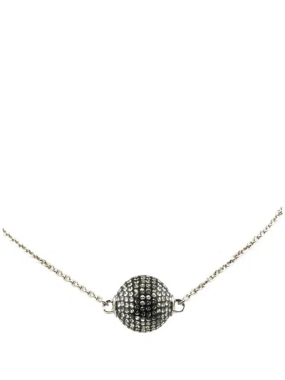 Pre-owned Chanel 2021 Silver Mirror Ball Pendant Necklace Costume Necklace