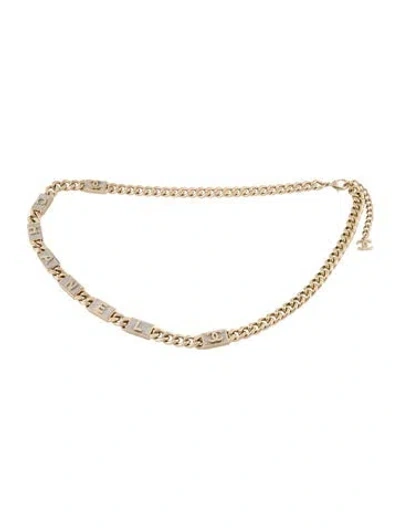 Pre-owned Chanel 2021 Skinny Chain-link Belt In Gold