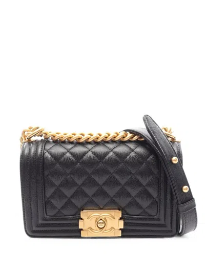 Chanel 2021 Small Boy  Chain Shoulder Bag In Black