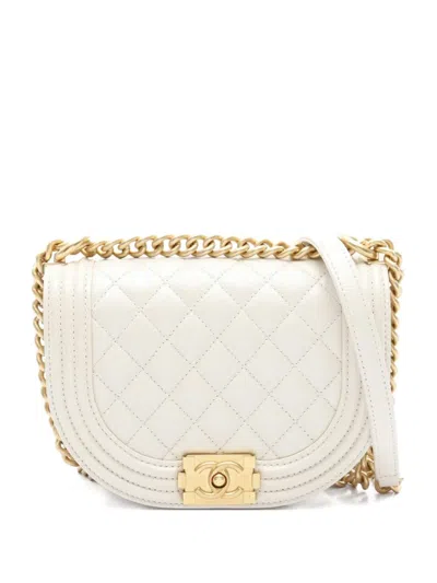 Pre-owned Chanel 2021 Small Boy Messenger Shoulder Bag In White