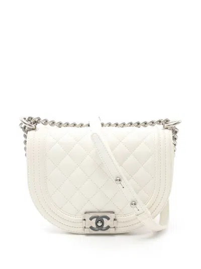 Pre-owned Chanel 2021 Small Boy Shoulder Bag In White
