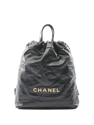 Pre-owned Chanel 2021 Small  22 Backpack In Black