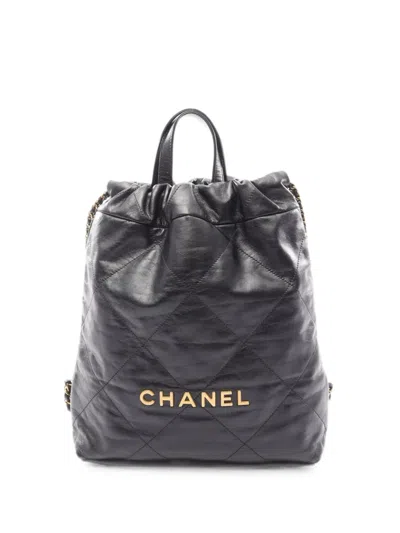 Pre-owned Chanel 2021 Small  22 Backpack In Black