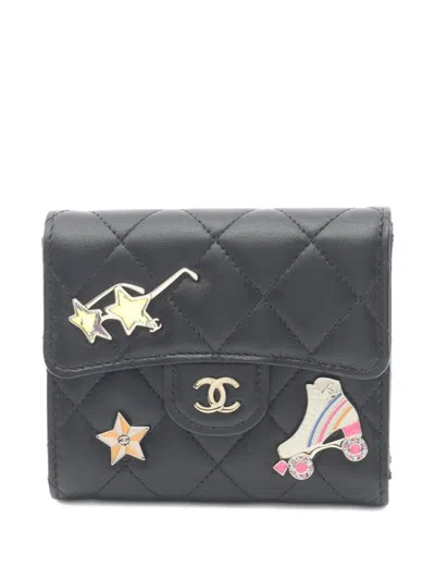 Pre-owned Chanel 2021 Small Classic Matelassé Wallet In Black