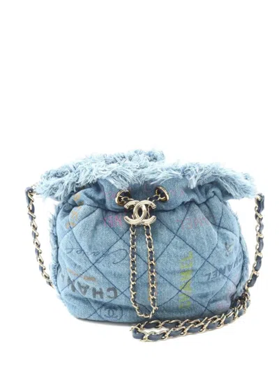 Pre-owned Chanel 2021 Small Denim Shoulder Bag In Blue