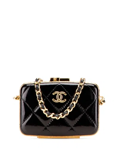 Pre-owned Chanel 2021 Small Glazed Goatskin Box With Chain Crossbody Bag