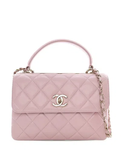 Pre-owned Chanel 2021 Small Lambskin Trendy Cc Top Handle Bag Satchel In Pink
