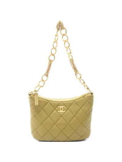 Pre-owned Chanel 2021 Small Quilted Shoulder Bag In Green
