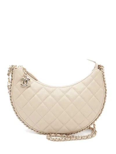 Pre-owned Chanel 2021 Small Quilted Shoulder Bag In Neutrals