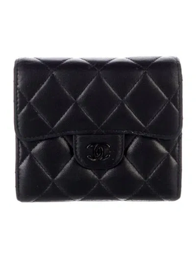 Pre-owned Chanel 2021 So Black Cc Flap French Purse