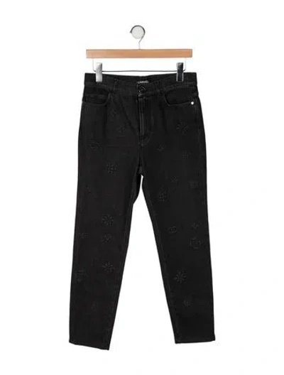 Pre-owned Chanel 2021 Straight Leg Jeans In Black