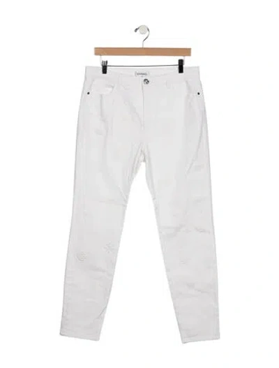Pre-owned Chanel 2021 Straight Leg Jeans In White