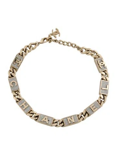 Pre-owned Chanel 2021 Strass '' Cc Choker Necklace, 18" In Multi