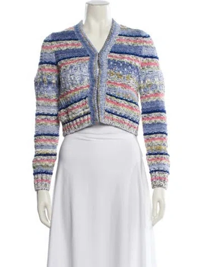 Pre-owned Chanel 2021 Striped Sweater W/ Tags In Blue