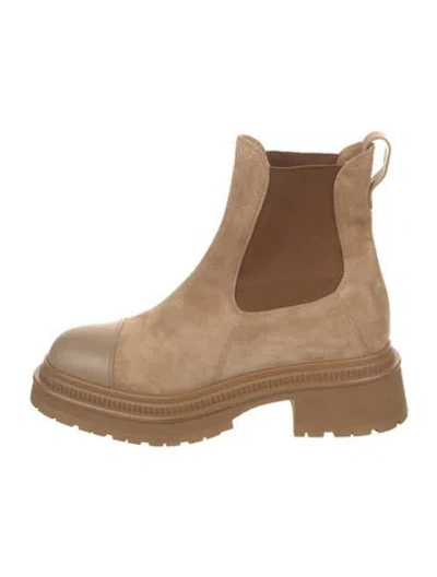 Pre-owned Chanel 2021 Suede Chelsea Boots In Brown