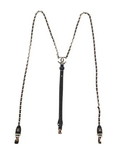 Pre-owned Chanel 2021 Suspenders Waist Belt In Black