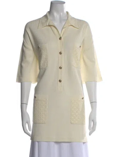 Pre-owned Chanel 2021 Three-quarter Sleeve Polo W/ Tags In Neutral