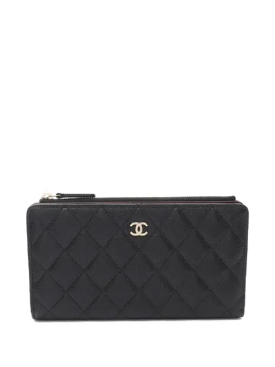 Pre-owned Chanel 2021 Timeless Classic Matelassé Wallet In Black