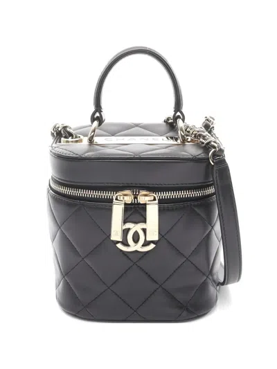 Pre-owned Chanel 2021 Trendy Cc Quilted Leather Vanity Bag In Black