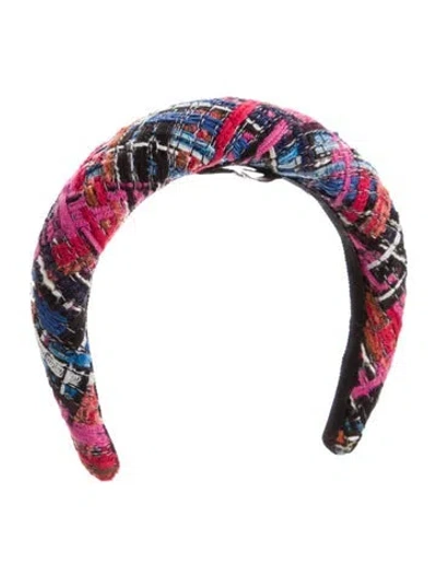 Pre-owned Chanel 2021 Tweed Headband W/ Tags In Pink