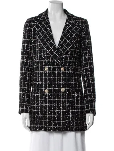 Pre-owned Chanel 2021 Tweed Pattern Blazer In Black