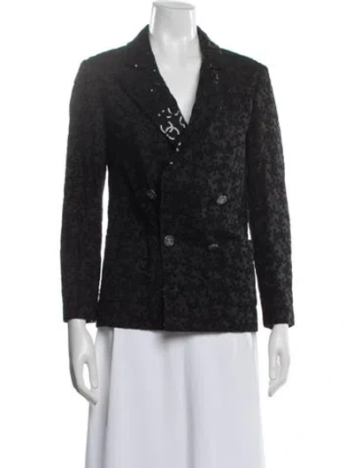 Pre-owned Chanel 2021 Tweed Pattern Blazer In Black