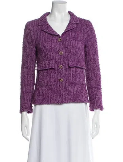 Pre-owned Chanel 2021 Tweed Pattern Jacket In Purple