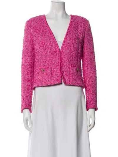 Pre-owned Chanel 2021 Tweed Pattern Jacket W/ Tags In Pink