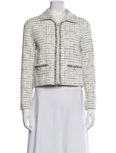 Pre-owned Chanel 2021 Tweed Pattern Jacket W/ Tags In White