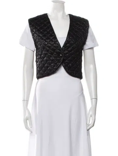 Pre-owned Chanel 2021 Tweed Pattern Vest In Black