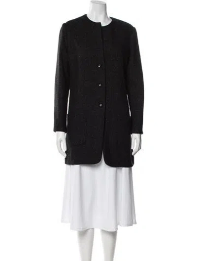 Pre-owned Chanel 2021 Tweed Peacoat In Black