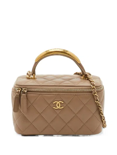 Pre-owned Chanel 2021 Vanity Case Crossbody Bag In Neutrals