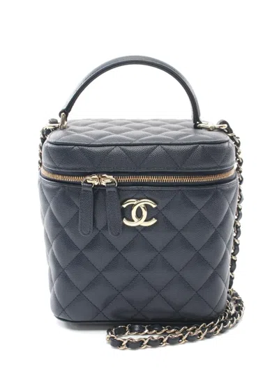 Pre-owned Chanel 2021 Vanity Shoulder Bag In Blue