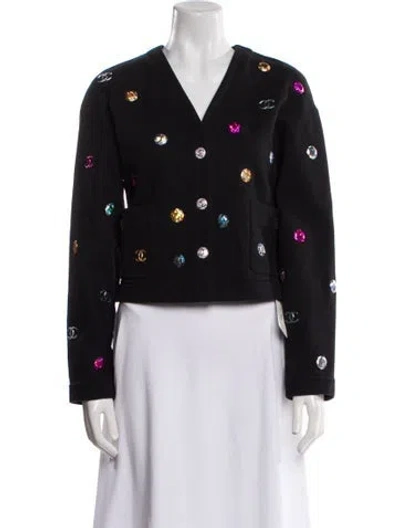 Pre-owned Chanel 2021 V-neck Sweater In Black