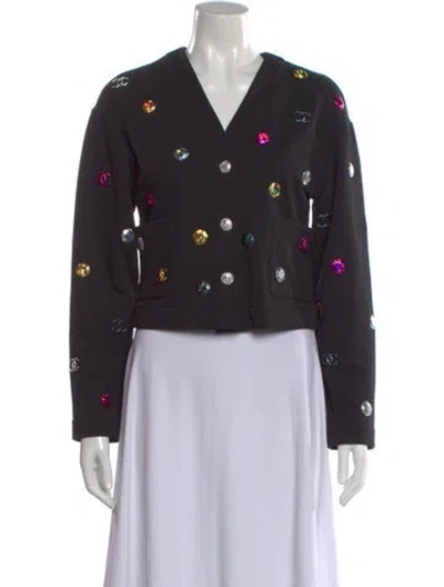 Pre-owned Chanel 2021 V-neck Sweater In Black