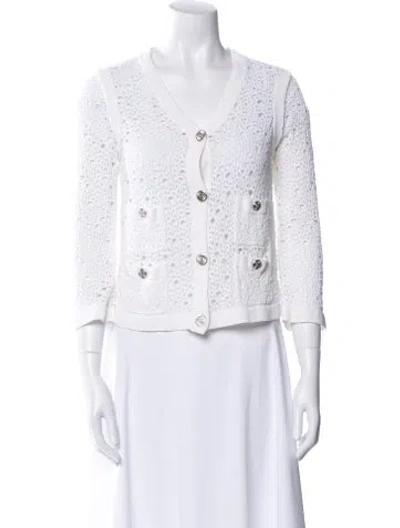 Pre-owned Chanel 2021 V-neck Sweater In Neutral