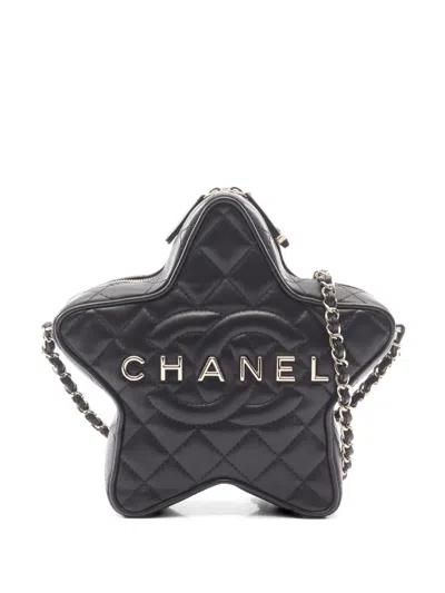 Pre-owned Chanel 2021 Walk Of Fame Star Crossbody Bag In Black