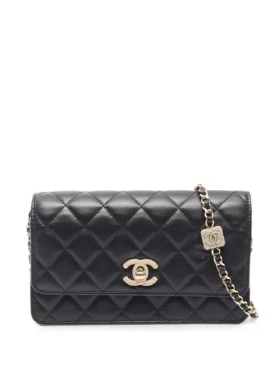 Pre-owned Chanel 2021 Wallet On Chain Mini Bag In Black