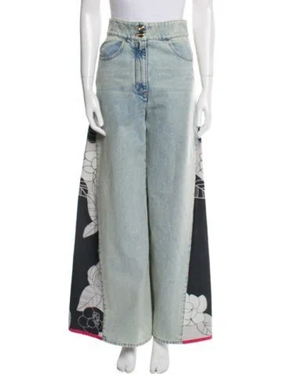 Pre-owned Chanel 2021 Wide Leg Jeans W/ Tags In Blue