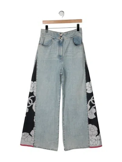 Pre-owned Chanel 2021 Wide Leg Jeans W/ Tags In Blue